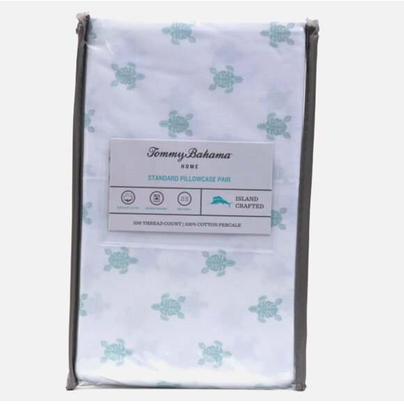 Tommy Bahama Aqua Sea Turtle Standard Pillowcase Set of 2 Hawaiian Beach Honu